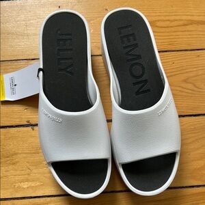 Lemon White and Black Mules Modern Minimalist Design